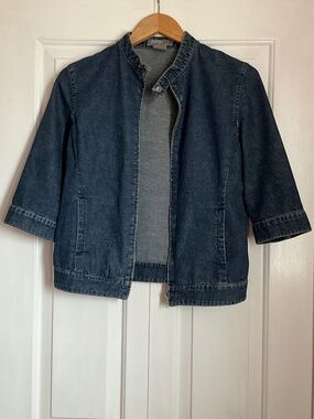 Esprit | Women's Dark Denim Bomber Jacket Modern Streamlined Hip Length